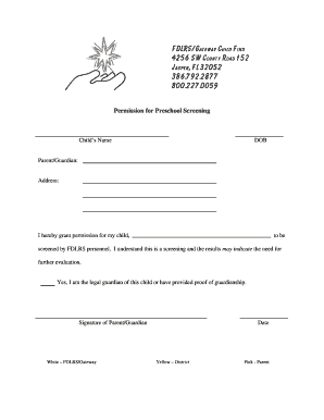 Permission for Preschool Screening