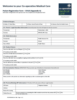 Child Patient Registration Form