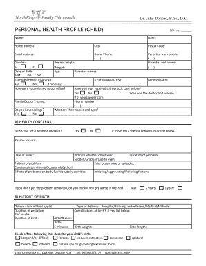 Child Health Profile Form