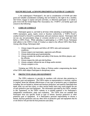 USPA Equine Release and Waiver of Liability