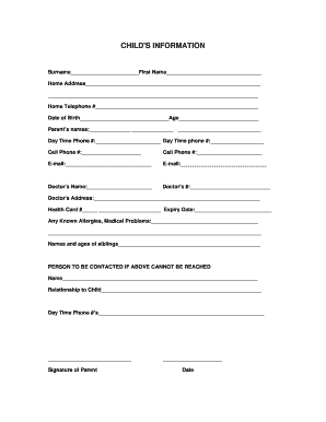 Child Information Form
