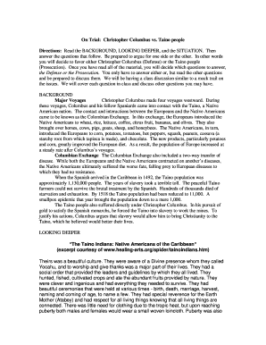Christopher Columbus vs. Taino People Mock Trial