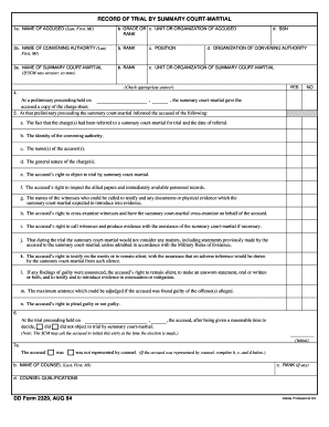 Record of Trial by Summary Court-Martial