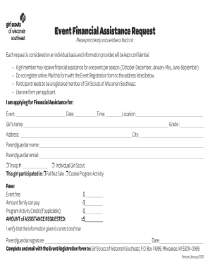 Girl Scouts Event Financial Assistance Request