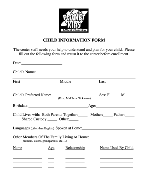Child Information Form