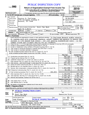 Form 990 Return of Organization Exempt From Income Tax 2010