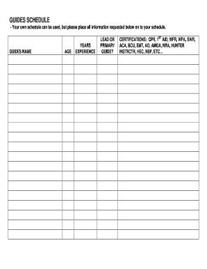 Guide Certification Schedule