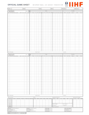 International Ice Hockey Federation Game Sheet