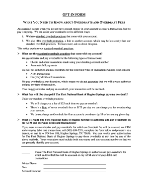 Overdraft Opt-In Form