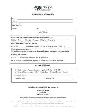 Riding with HEART Donation Form