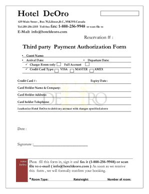 Hotel DeOro Third Party Payment Authorization Form