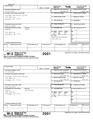 IRS W-2 Form 2001