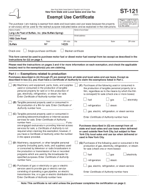 nys tax exempt form st 121 edit online fill print download hot nys tax exempt form st 121