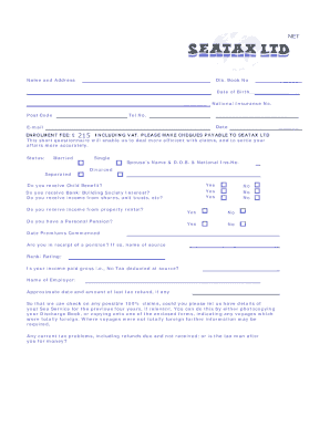 Record of Sea Service Form