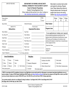 Resident Training Registration Form