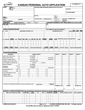 Kansas Personal Auto Insurance Application