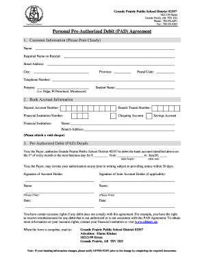 Personal Pre-Authorized Debit Agreement