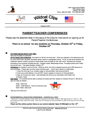 Parent Teacher Conference Scheduling Form
