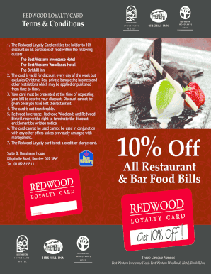 Redwood Loyalty Card Application Form