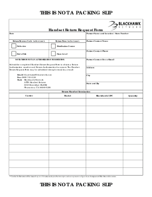 Blackhawk Handset Return Request Form