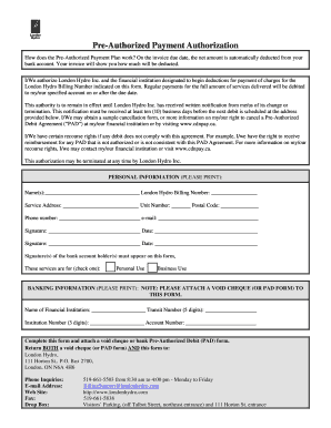 London Hydro Pre-Authorized Payment Authorization