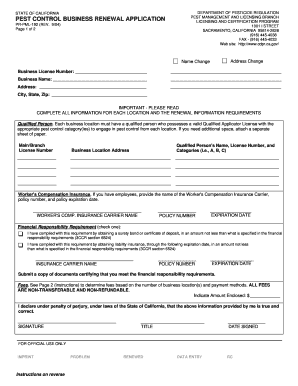 California Pest Control Business Renewal Application