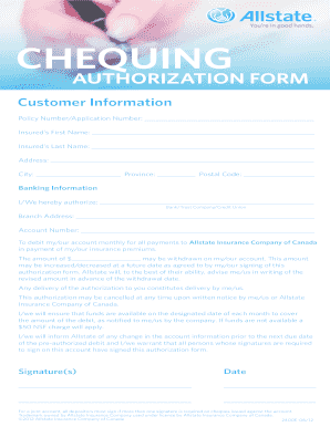 Chequing Authorization Form