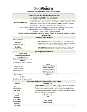 Summer Work/Travel Job Offer Agreement