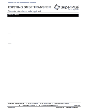 Existing SMSF Transfer Form