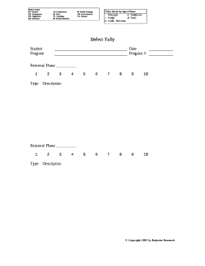 Defect Tally Form
