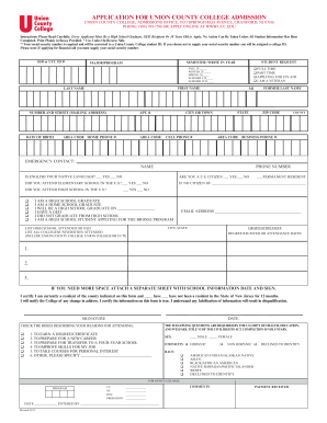 Union County College Admission Application