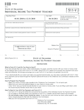 Oklahoma Individual Income Tax Payment Voucher