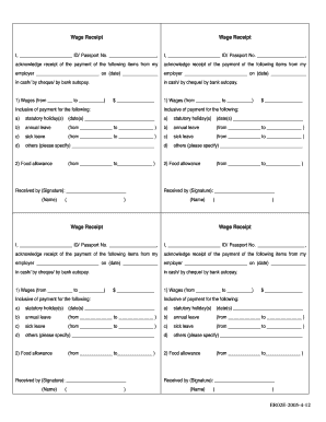 Wage Receipt Form