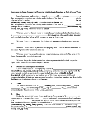 Agreement to Lease Commercial Property with Option to