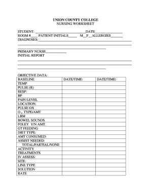 Nursing Worksheet