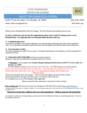 Elite Center for Change Patient Registration Form