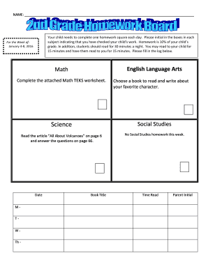 Student Homework Log and Reading Tracker