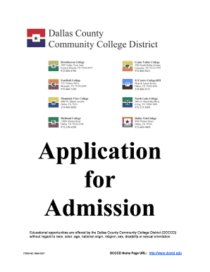 Dallas County Community College District Application for Admission