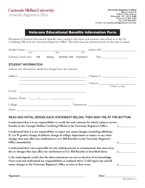 Veterans Educational Benefits Information Form