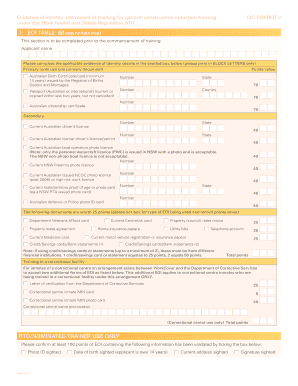 Evidence of Identity and Record of Training for General Construction Induction