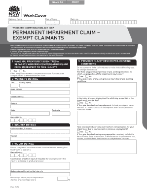 Permanent Impairment Claim Form