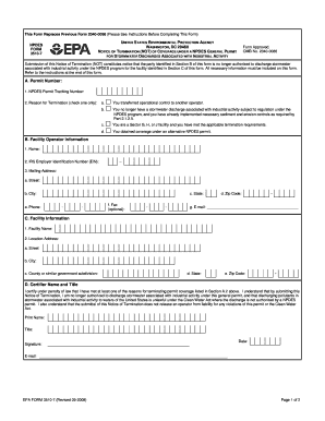 Notice of Termination for Stormwater Discharges