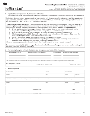 Notice of Replacement of Life Insurance or Annuities