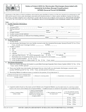 Notice of Intent for Industrial Stormwater Discharges