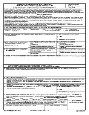 DD Form 293 Application for Discharge Review