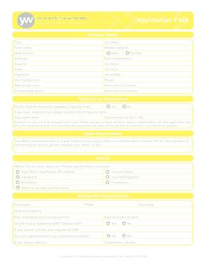 Australian Healthcare Employment Application Form