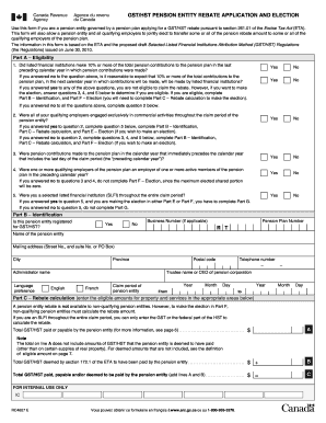 GST/HST Pension Entity Rebate Application and Election