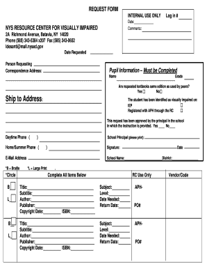 NYS Textbook Request Form