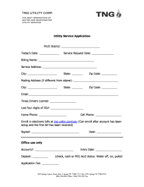Utility Service Application Form
