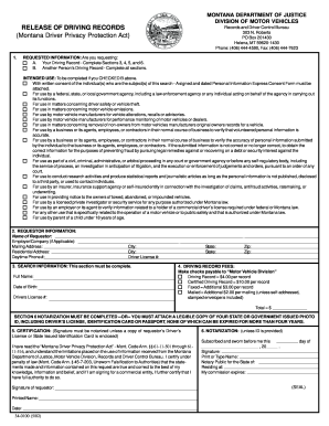 Montana Driving Record Release Form